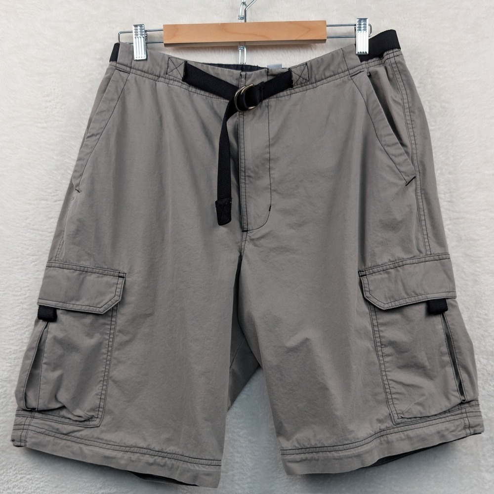 VTG Old Navy Cargo Shorts Men 37 Gray 11" Relaxed Utility Convertible Belted Y2K